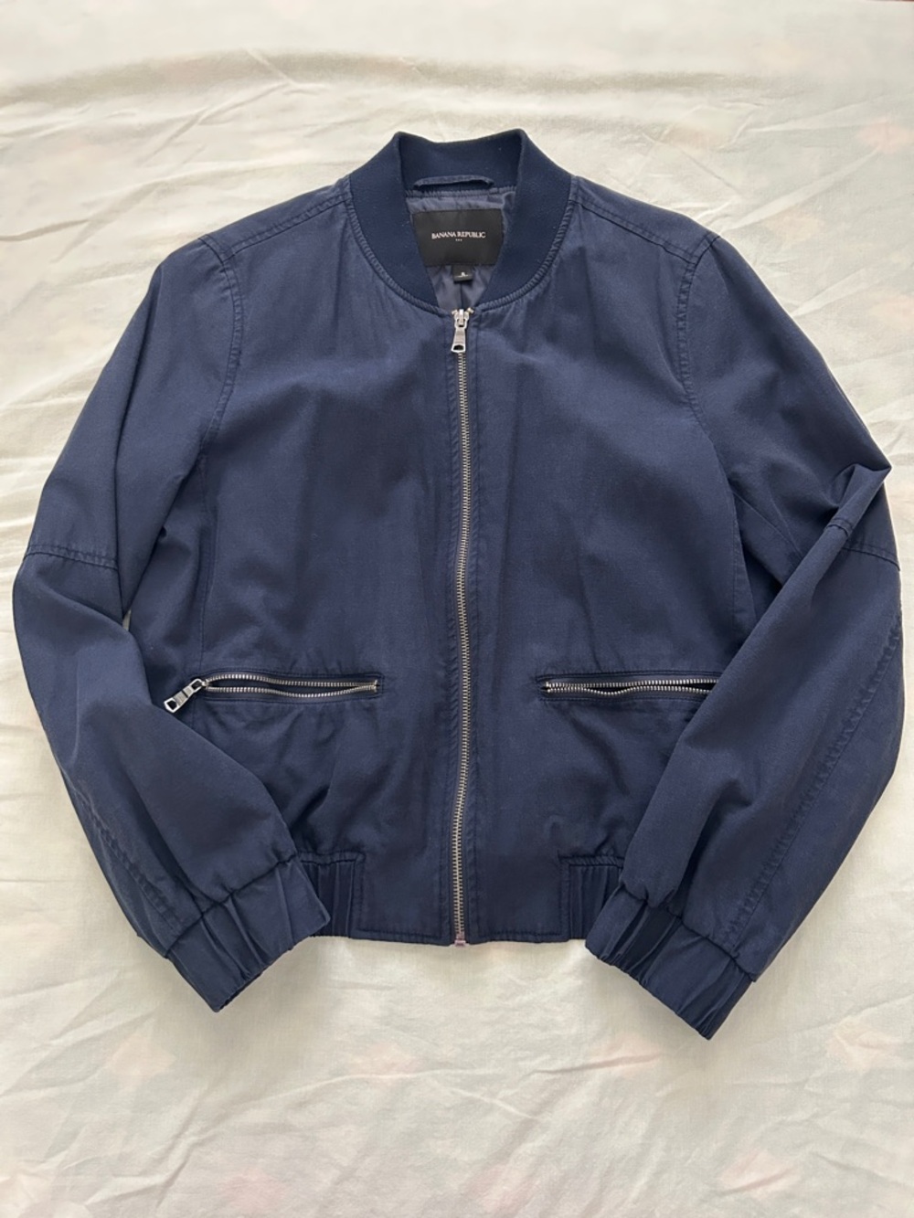 Banana Republic Navy Zip-Front Bomber Jacket